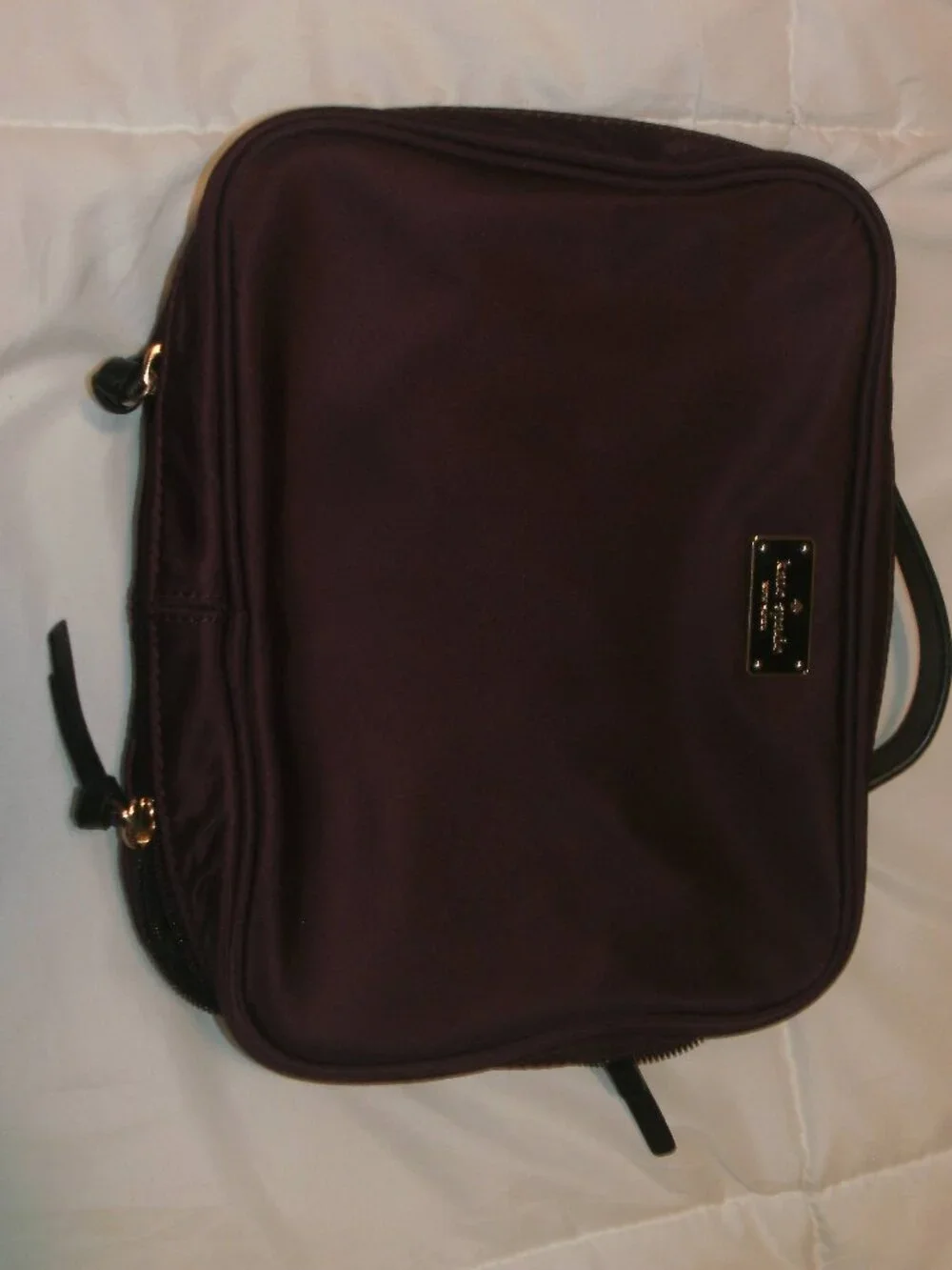Kate Spade New York Travel Cosmetic Makeup Bag Case Burgundy 9x7x4